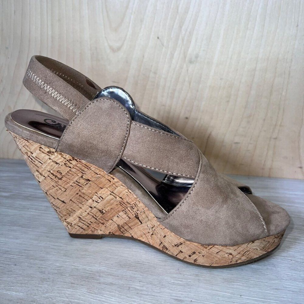 Carlos by Carlos Santana Moneta Cork Wedge Beige Suede Women's 7 - Picture 7 of 11
